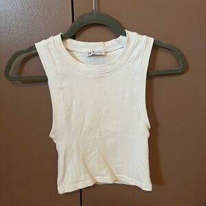 Zara white cropped  high neck Top